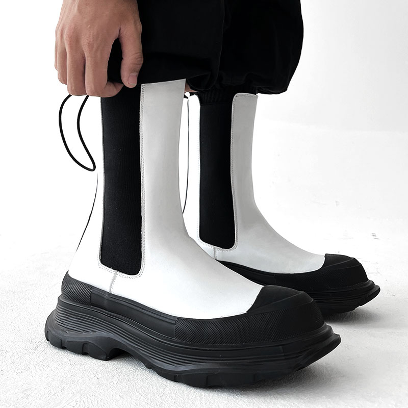 Men'S Shoes Black And White - Botas de plataforma para discoteca y