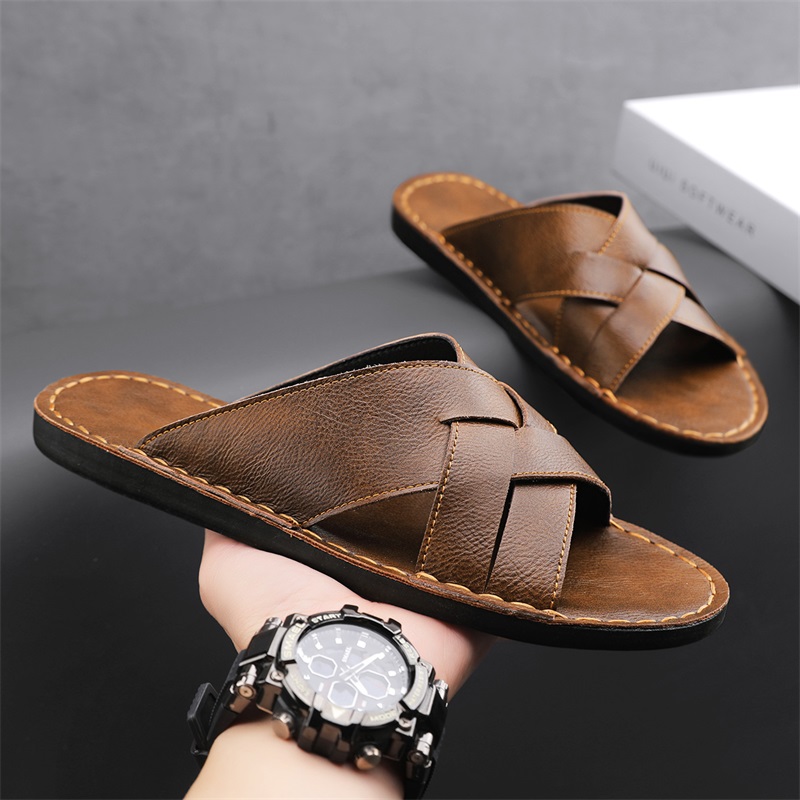 Men Shoes Marks - Sandalias informales de cuero genuino para