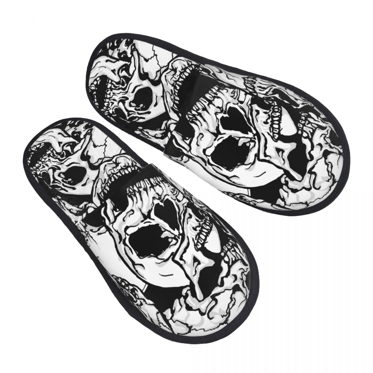 Men'S Shoes Black And White - Zapatillas cálidas con calaveras en blanco