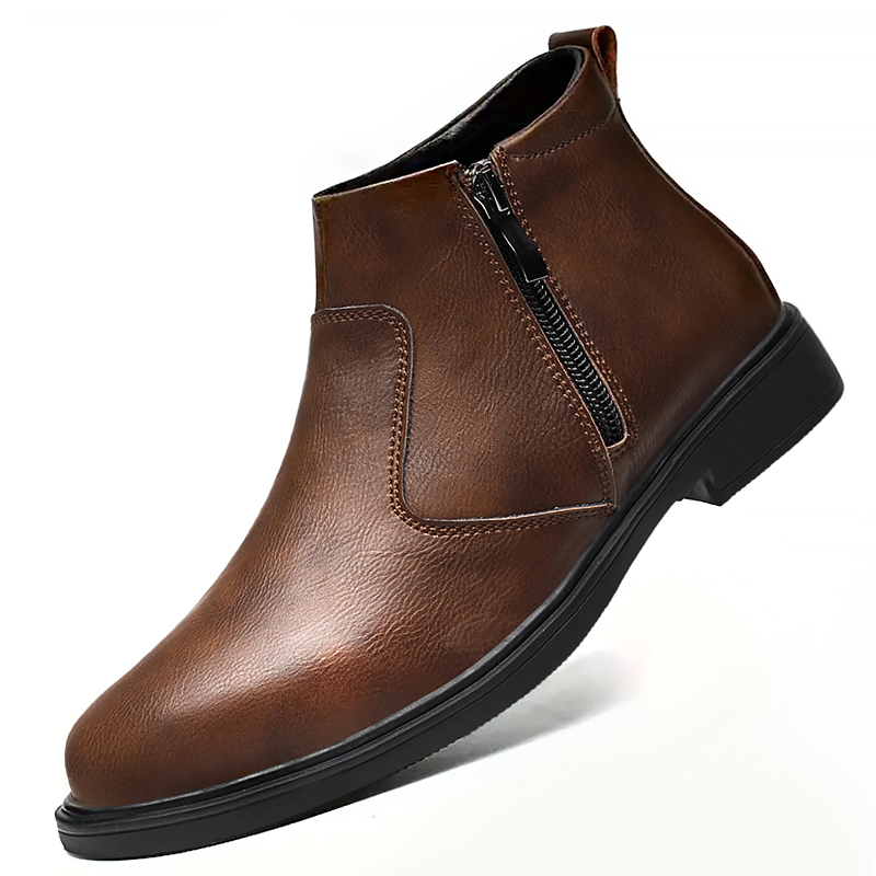 Men'S Shoes Zipper - Zapatos de cuero de caña alta