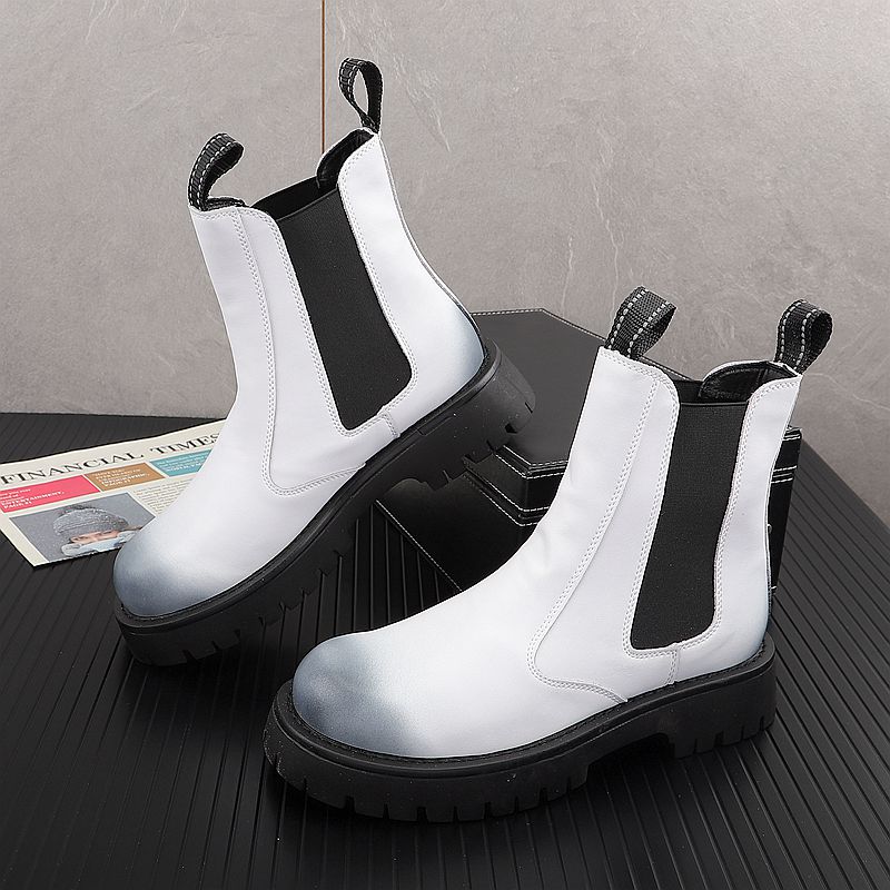 Men'S Shoes Black And White - Botas de cuero genuino de lujo