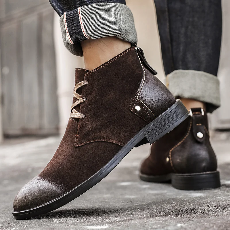 Nuevos botines de ante vacuno  - Men'S Shoes Zipper reseña y precio
