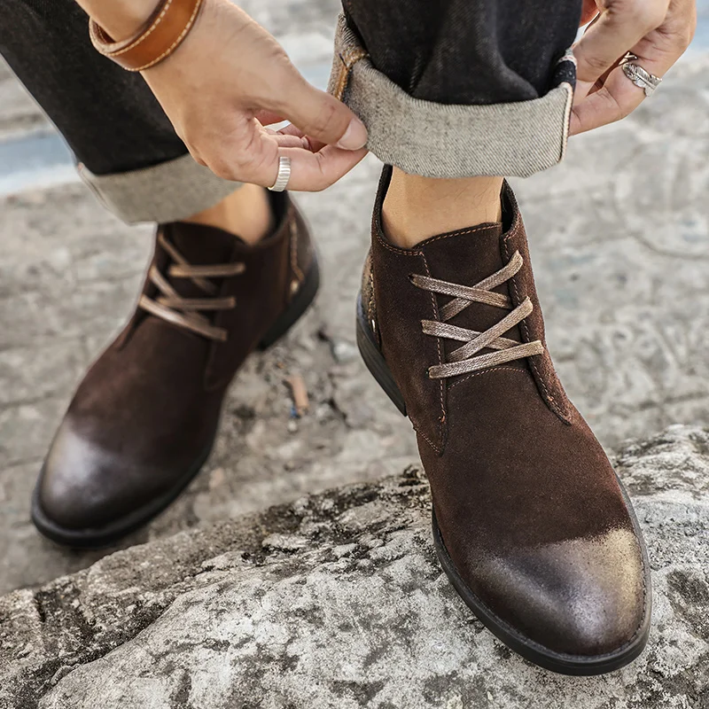 Nuevos botines de ante vacuno  - Men'S Shoes Zipper reseña y precio