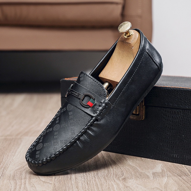 Mocasines italianos de cuero P - Men'S Shoes Black And White reseña y precio