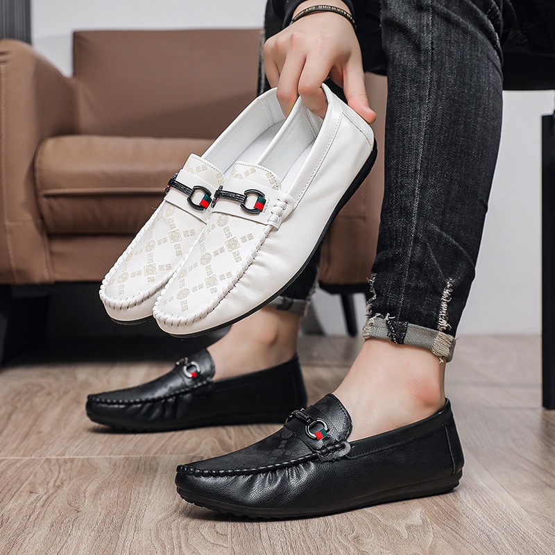 Mocasines italianos de cuero P - Men'S Shoes Black And White reseña y precio