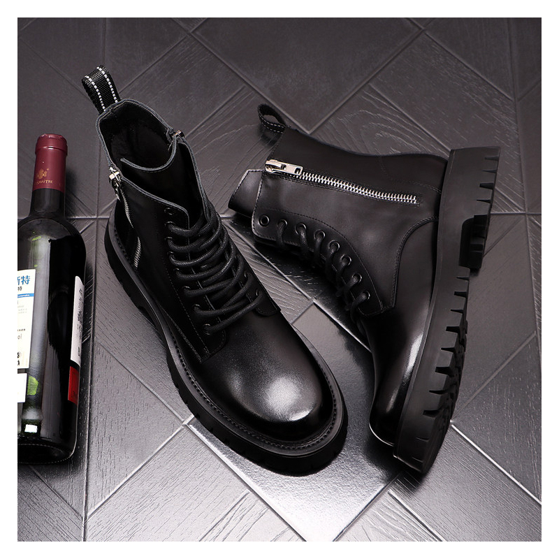 Botas de cuero genuino de lujo - Men'S Shoes Black And White reseña y precio